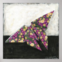 Origami Butterfly on Floral Paper