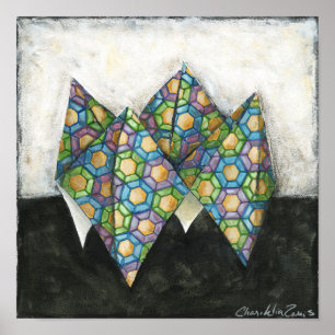Póster Origami Fortune Teller on Geometric Paper