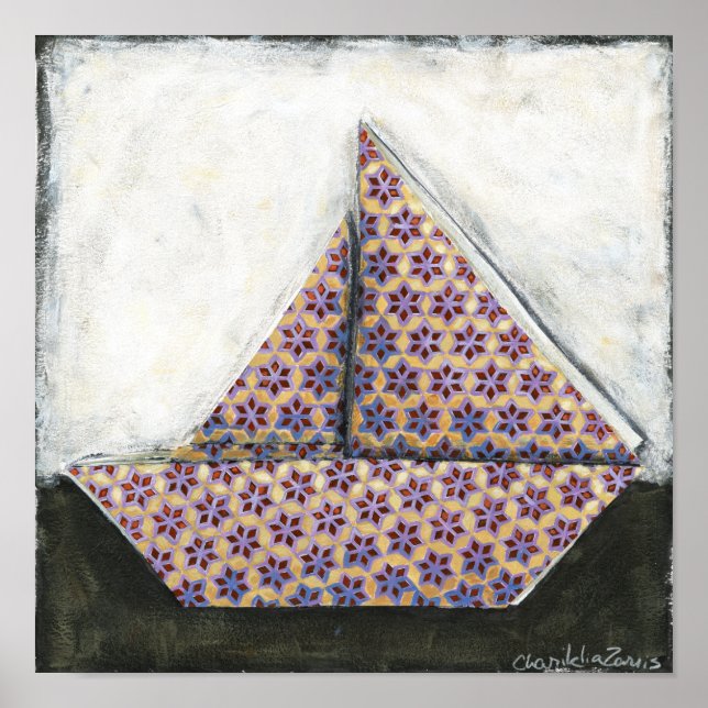 Póster Origami Sailboat on Star Design Paper (Frente)