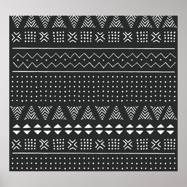 Póster Origen étnico tribal: patrón blanco negro. (Frente)