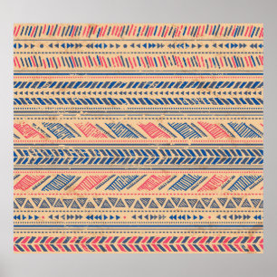 Póster Origen étnico tribal vintage: patrón sin fisuras.