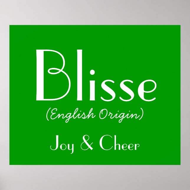 Póster Origen Inglés Blisse Con Significado En Verde I (Frente)