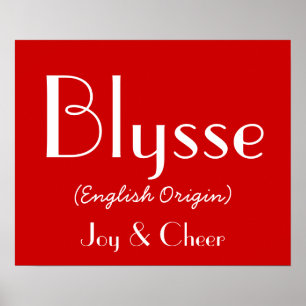 Póster Origen Inglés Blysse Con Significado En Rojo I