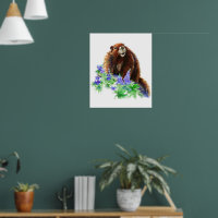 Original acuarela Imprimir Marmot Groundhog Animal