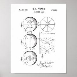 Póster Original Basket Ball Patent, Vintage Ball Poster