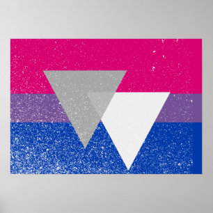 PÓSTER ORIGINAL BISEXUAL DE LA BANDERA CON EL SÍMBOLO - .