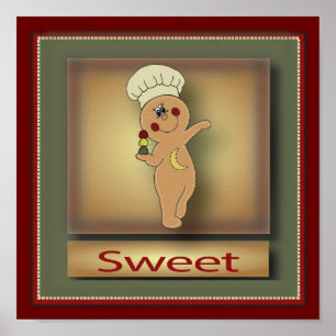Póster Original dulce del hombre de pan de jengibre el  