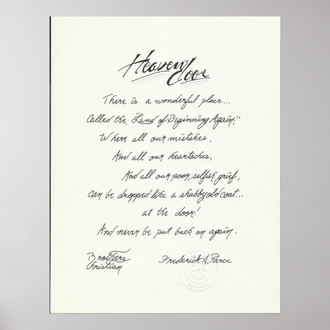 Póster Original Poem's & Art By Faith Too Faith Missions. (Frente)