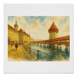 Póster Orilla del lago de Lucerna,