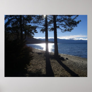 Póster orilla del lago tahoe
