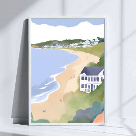 Póster Orillas del Bonete | Aquarela de la playa de Rhode