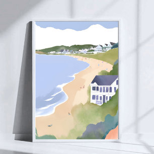 Póster Orillas del Bonete Aquarela de la playa de Rhode