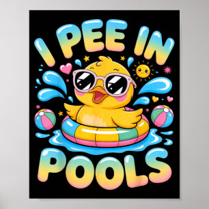 Póster Orino en piscinas divertido sarcástico pato lindo