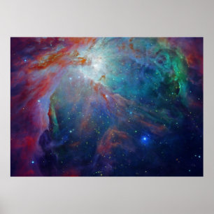 Póster Orion Nebula brillando azul NASA