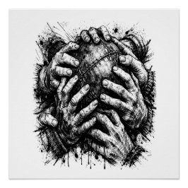 Póster Orkney Dark Art Ink Illustration – Grasping Hands 
