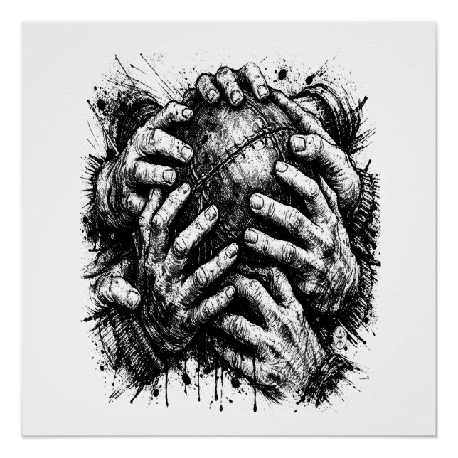 Póster Orkney Dark Art Ink Illustration – Grasping Hands  (Anverso)