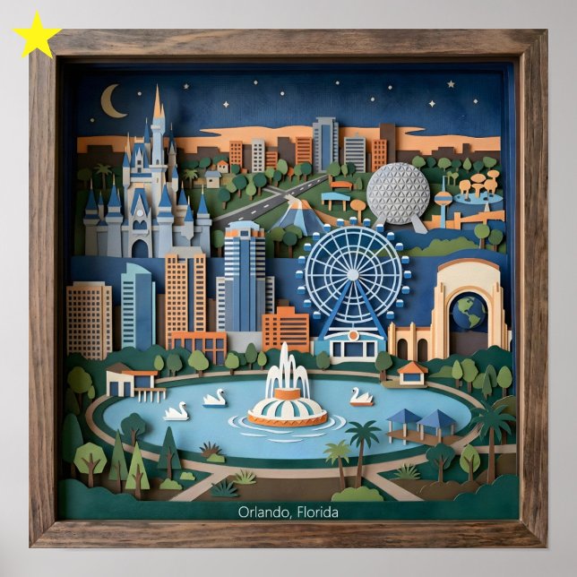 Póster Orlando Florida America Layered Paper Art Diorama (Subido por el creador)