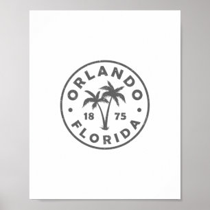 Póster Orlando Florida Árbol de Palma Vintage Niños Niñas