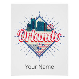 Póster Orlando Florida Estados Unidos Skyline Vintage USA