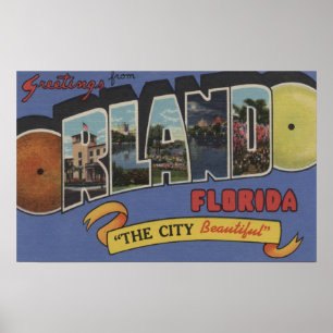 Póster Orlando, Florida - Large Letter Scenes