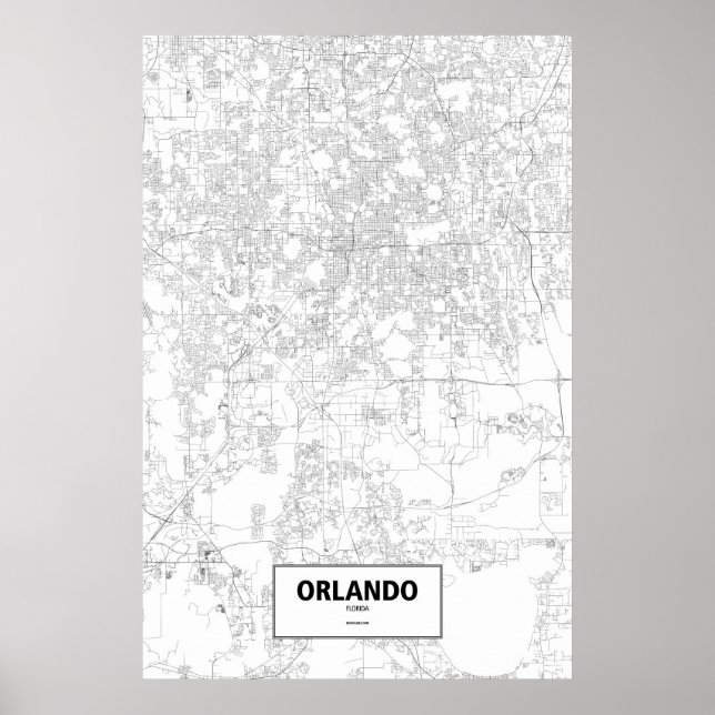 Póster Orlando, Florida (negro sobre blanco) (Frente)