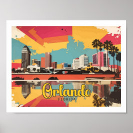 Póster Orlando Florida Pop Art Travel Ilustracion
