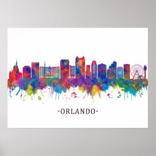 Póster Orlando Florida Skyline