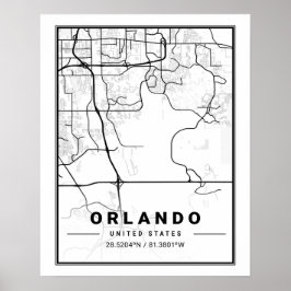 Póster Orlando Florida USA Travel City Map