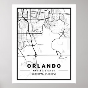 Póster Orlando Florida USA Travel City Map