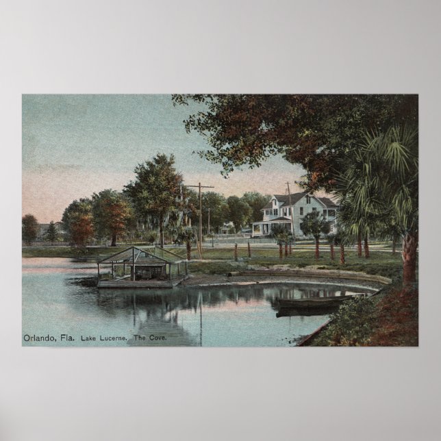 Póster Orlando, Florida - Vista de una ensenada en el lag (Frente)