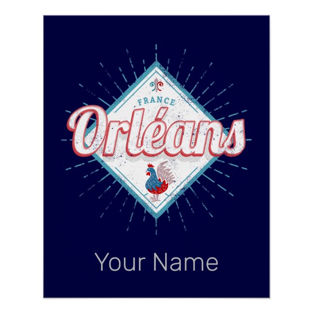 Póster Orleans Loiret France Retro Rooster Vintage (Anverso)
