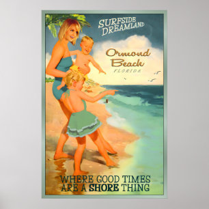Póster Ormond Beach Florida Volusia County Viaje Familiar