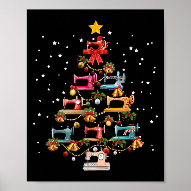 Póster Orna Navidades de árbol de navidad con máquina de  (Frente)