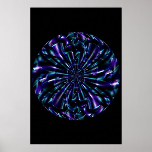 Póster Ornamental | Blue and Purple Fractal Art (Frente)