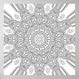 Póster Ornamental Geometric Mandala with Faceted Layers