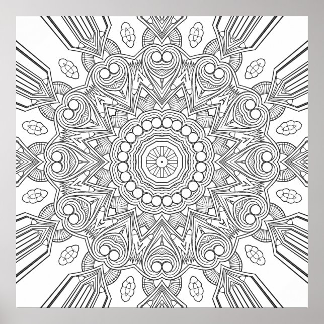 Póster Ornamental Geometric Mandala with Faceted Layers (Frente)