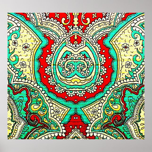 Póster Ornamento arabesco neón: estilo años 80. (Frente)