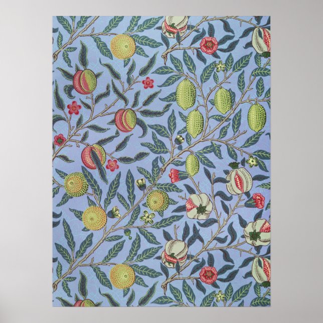 Póster Ornamento azul de William Morris Fruit Pomegranate (Frente)