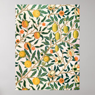 Póster Ornamento blanco de William Morris Fruit Pomegrana
