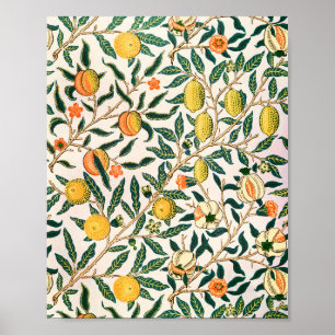 Póster Ornamento blanco granado William Morris Fruit
