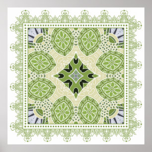 Póster Ornamento colorido decorativo sobre fondo blanco,