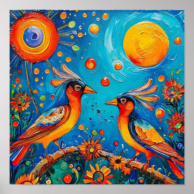 Póster Ornamento de aves (Frente)