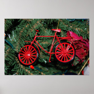 Póster Ornamento de bicicleta en un árbol de Navidad