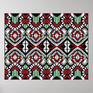 Póster Ornamento de folclore geométrico Ikat. Etnia triba