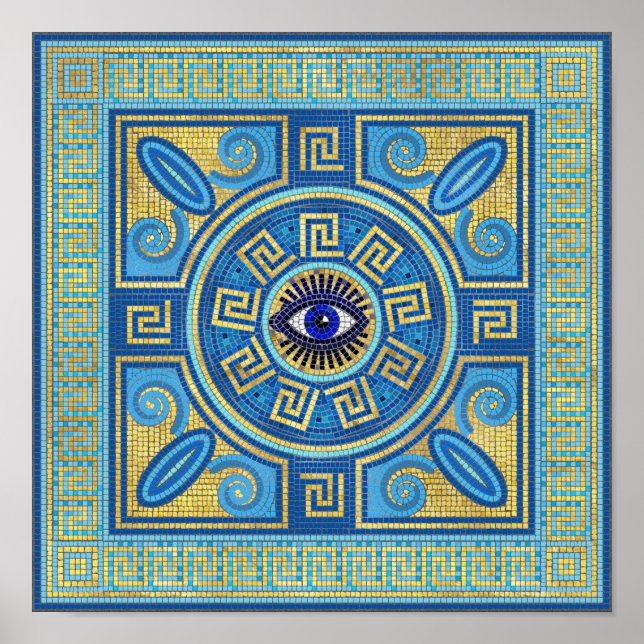 Póster Ornamento de mosaico de ojos malvados (Frente)
