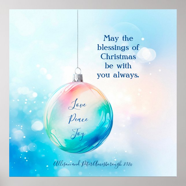 Póster Ornamento de Navidad de "Amo Paz Alegría" (Frente)