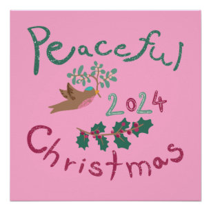 Póster Ornamento de pájaro mistletoe 2024 para Navidades