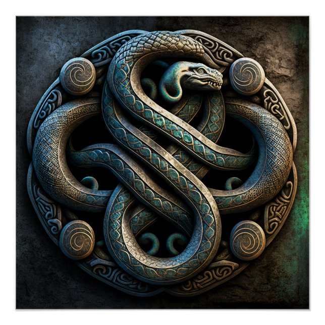 Póster Ornamento de serpientes celtas entrelazadas (Anverso)