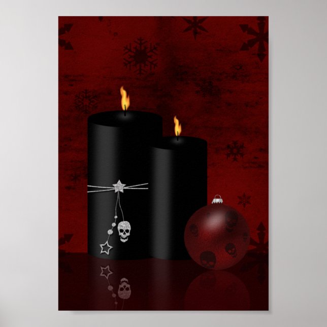 Póster Ornamento de velas de Navidades góticos (Frente)
