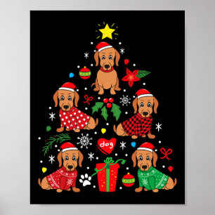 Póster Ornamento del árbol de navidad de Dachshund Divert